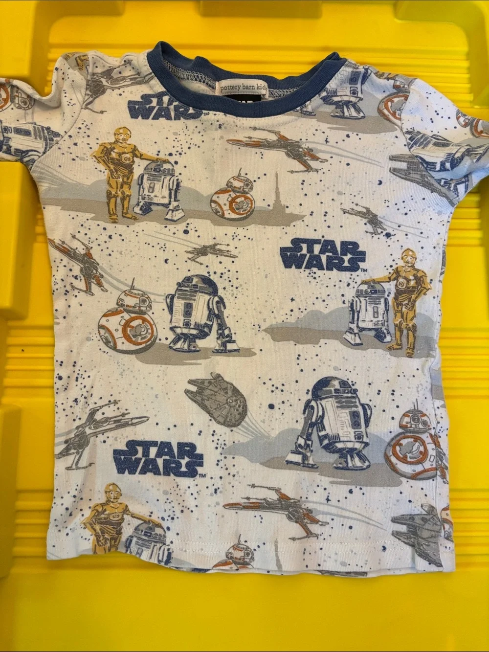 Star Wars White and Blue Kids Pajama Set with Character Prints